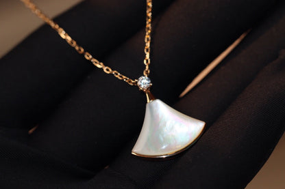 [Auream]DREAM NECKLACE WHITE MOP PINK GOLD 1 DIAMOND