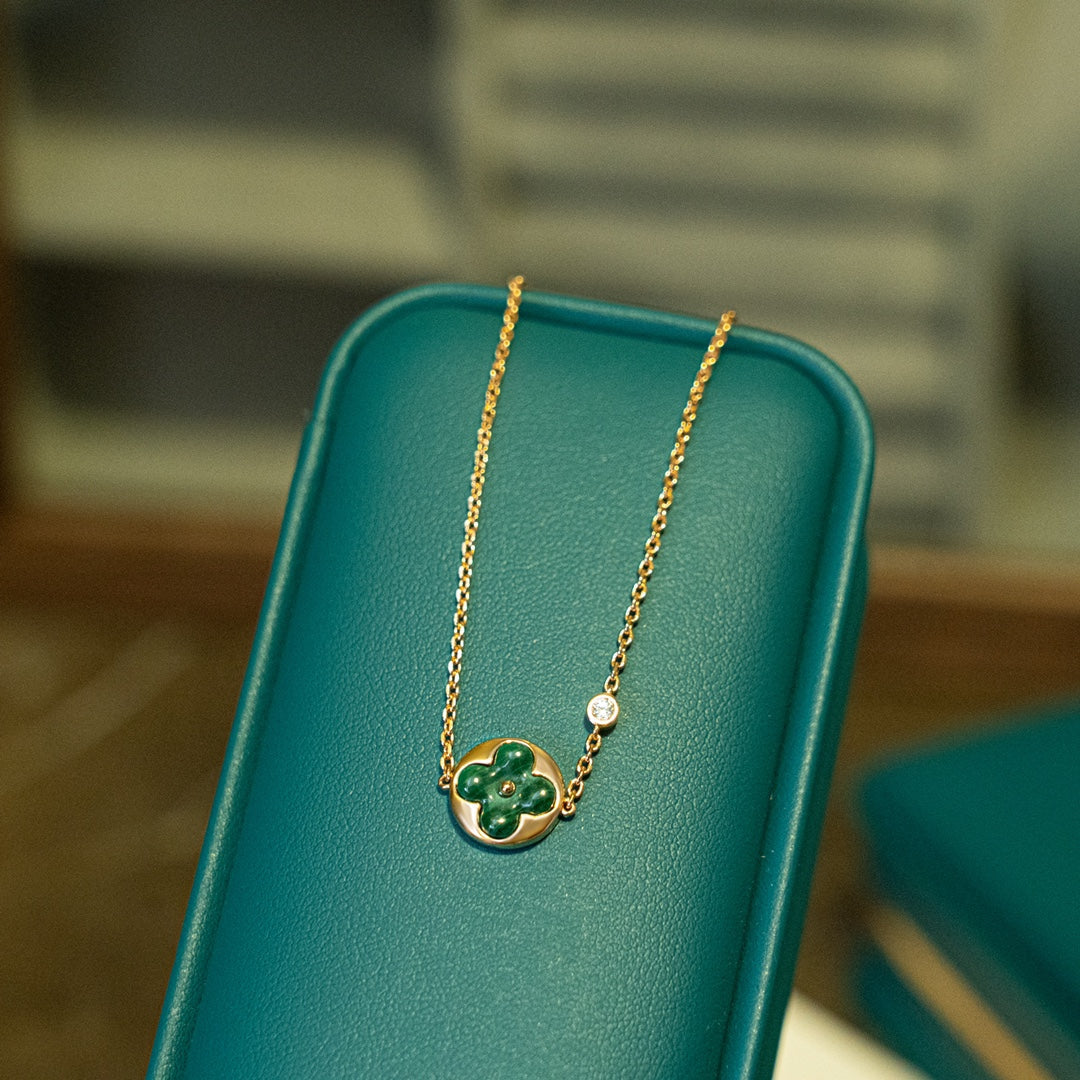 [Auream]SUN MALACHITE 1 DIAMOND PINK GOLD BRACELET