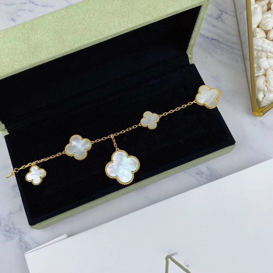 [Auream]MAGIC CLOVER MOP GOLD BRACELET 5 MOTIFS