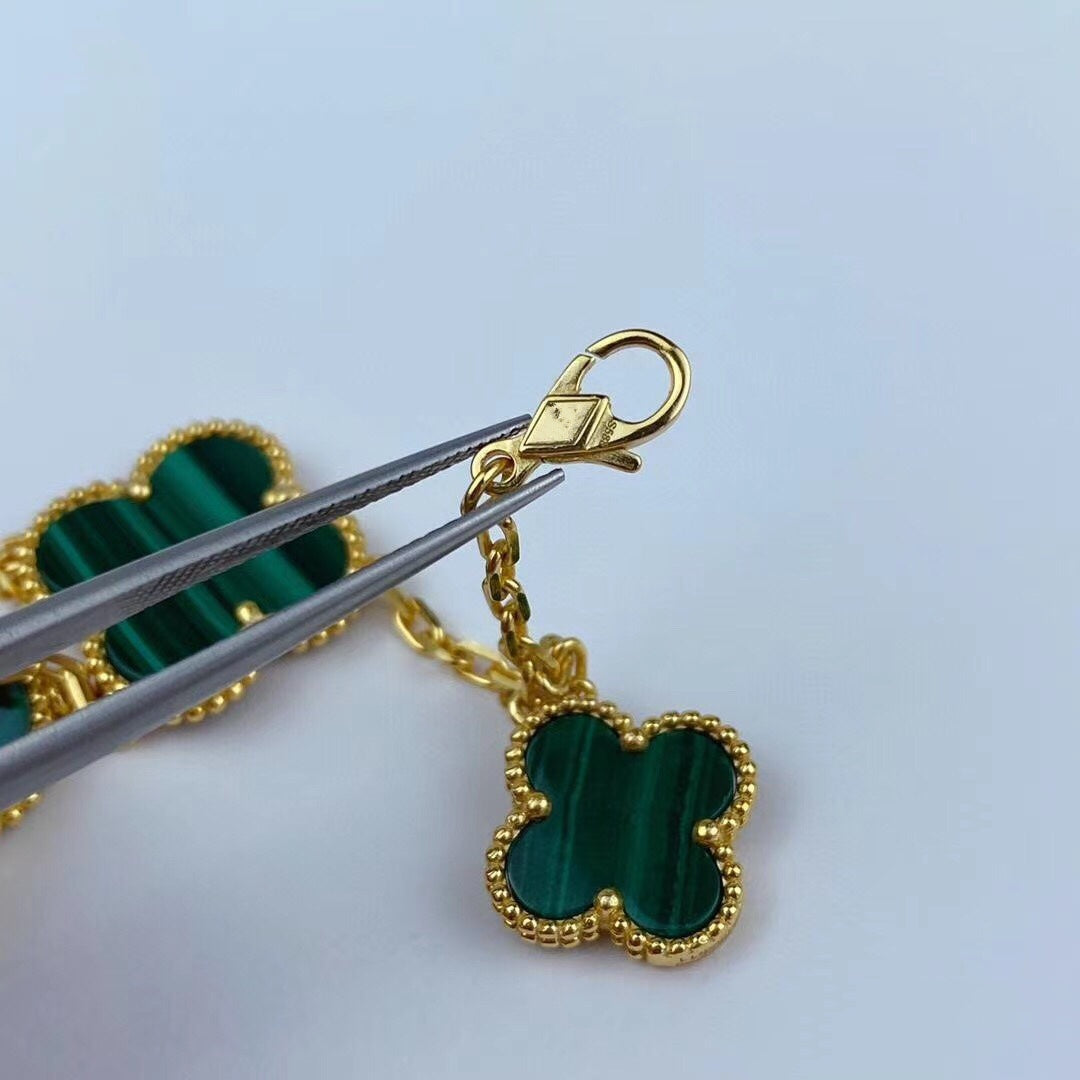 [Auream]MAGIC CLOVER MALACHITE GOLD BRACELET 5 MOTIFS