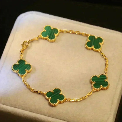 [Auream] CLOVER 5 MOTIF MALACHITE BRACELET COLLECTION