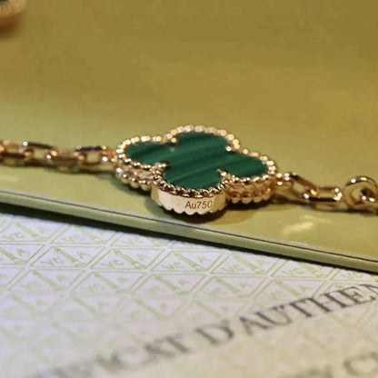 [Auream] CLOVER 5 MOTIF MALACHITE BRACELET COLLECTION