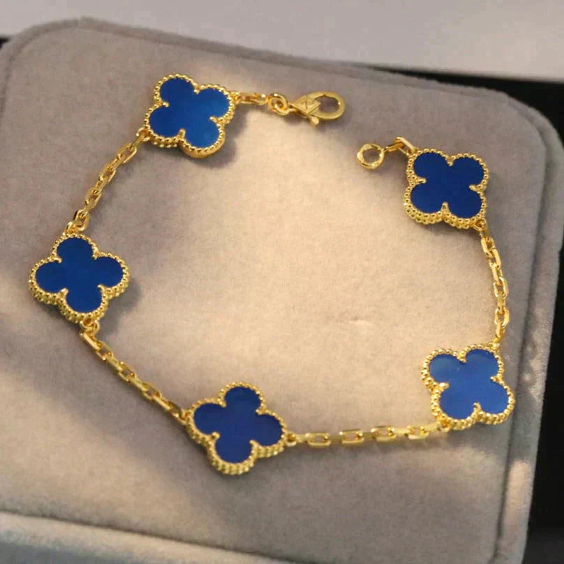 [Auream] CLOVER 5 MOTIF BLUE AGATE BRACELET COLLECTION
