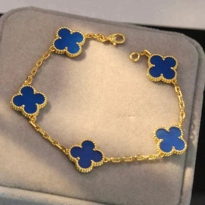 [Auream] CLOVER 5 MOTIF BLUE AGATE BRACELET COLLECTION
