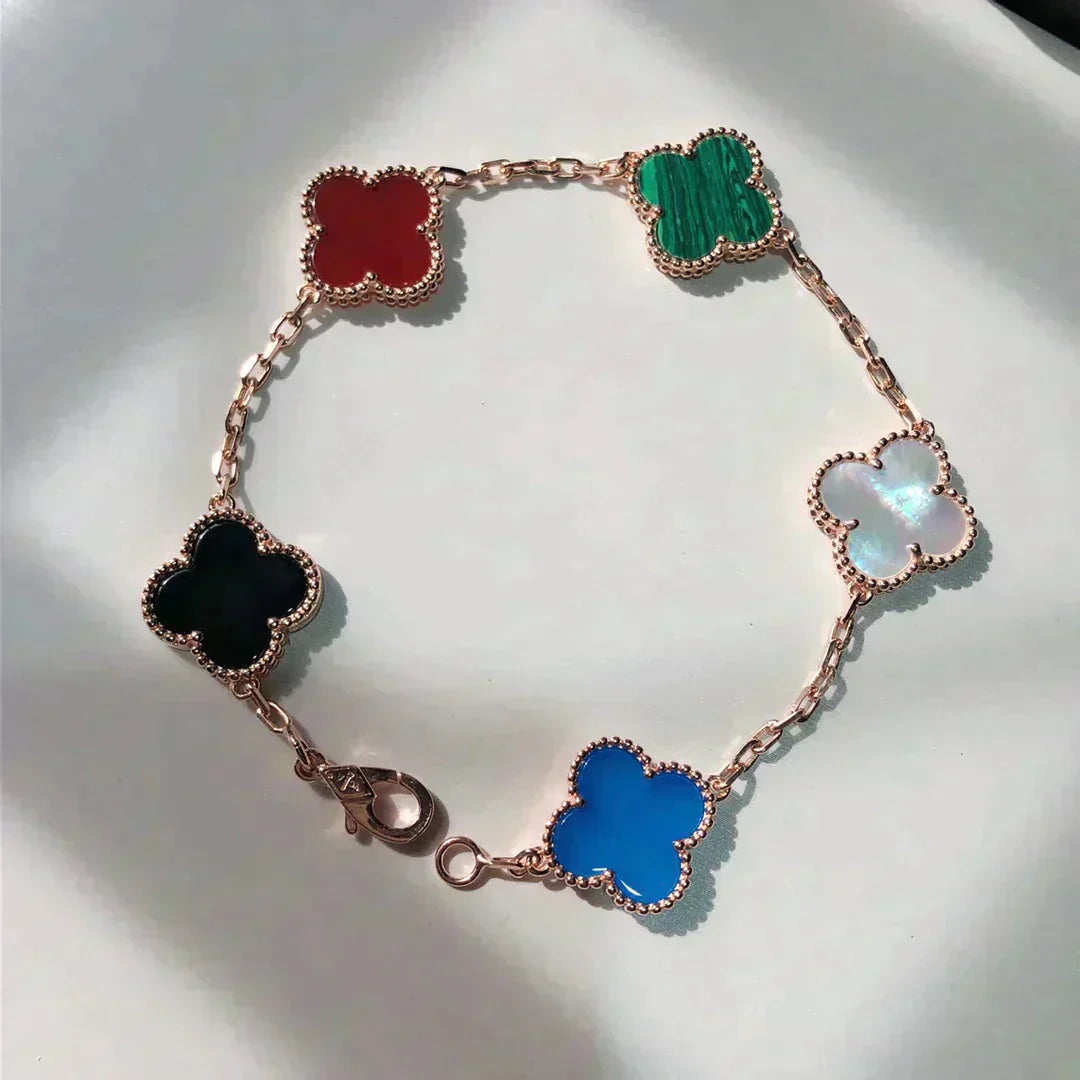 [Auream]CLOVER 5 MOTIFS MULTICOLOR BRACELET