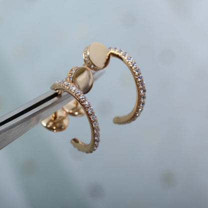 [Auream]JUSTE EARRINGS 12.75MM PINK GOLD DIAMOND