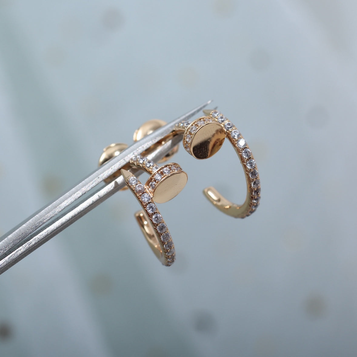 [Auream]JUSTE EARRINGS 12.75MM PINK GOLD DIAMOND