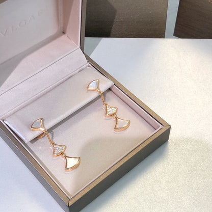 [Auream]DREAM EARRINGS 3 MOTIFS DIAMOND MOP PINK GOLD