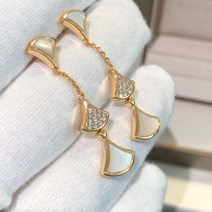 [Auream]DREAM EARRINGS 3 MOTIFS DIAMOND MOP PINK GOLD