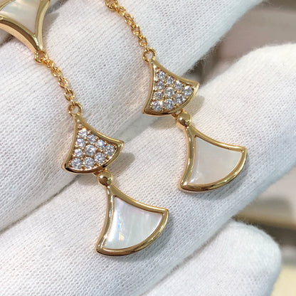 [Auream]DREAM EARRINGS 3 MOTIFS DIAMOND MOP PINK GOLD