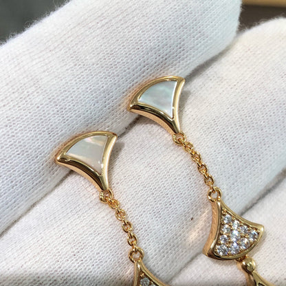 [Auream]DREAM EARRINGS 3 MOTIFS DIAMOND MOP PINK GOLD