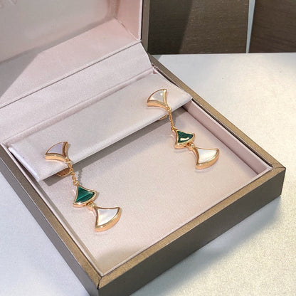 [Auream]DREAM EARRINGS 3 MOTIFS MALACHITE MOP PINK GOLD