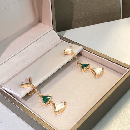 [Auream]DREAM EARRINGS 3 MOTIFS MALACHITE MOP PINK GOLD