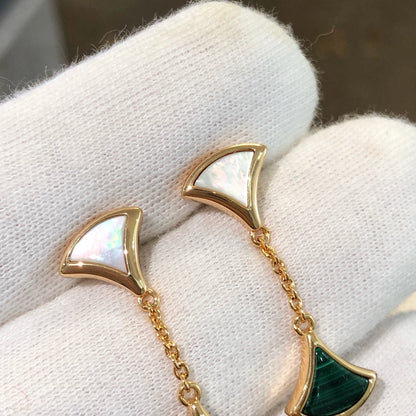 [Auream]DREAM EARRINGS 3 MOTIFS MALACHITE MOP PINK GOLD