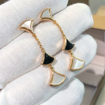 [Auream]DREAM EARRINGS 3 MOTIFS ONYX MOP PINK GOLD