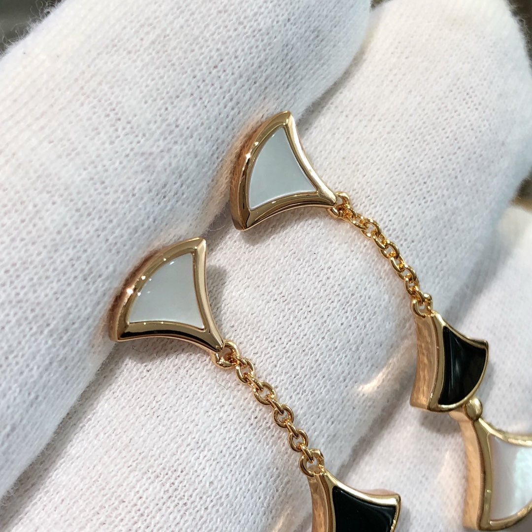 [Auream]DREAM EARRINGS 3 MOTIFS ONYX MOP PINK GOLD