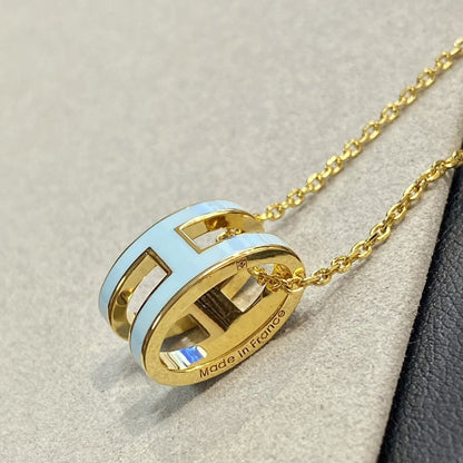 [Auream]POP H LIGHT BLUE NECKLACE