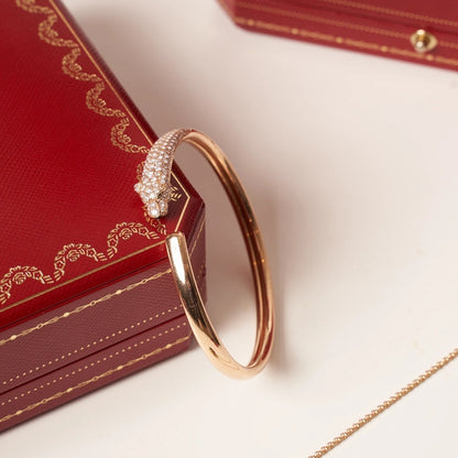 [Auream]PANTHERE ROSE GOLD DIAMOND OPEN BRACELET