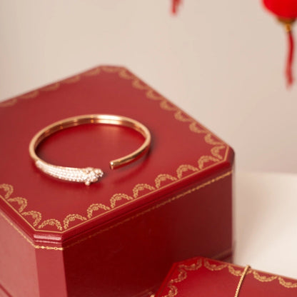 [Auream]PANTHERE ROSE GOLD DIAMOND OPEN BRACELET