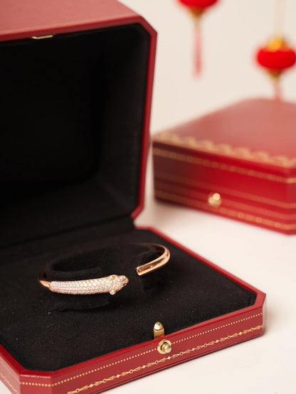 [Auream]PANTHERE ROSE GOLD DIAMOND OPEN BRACELET