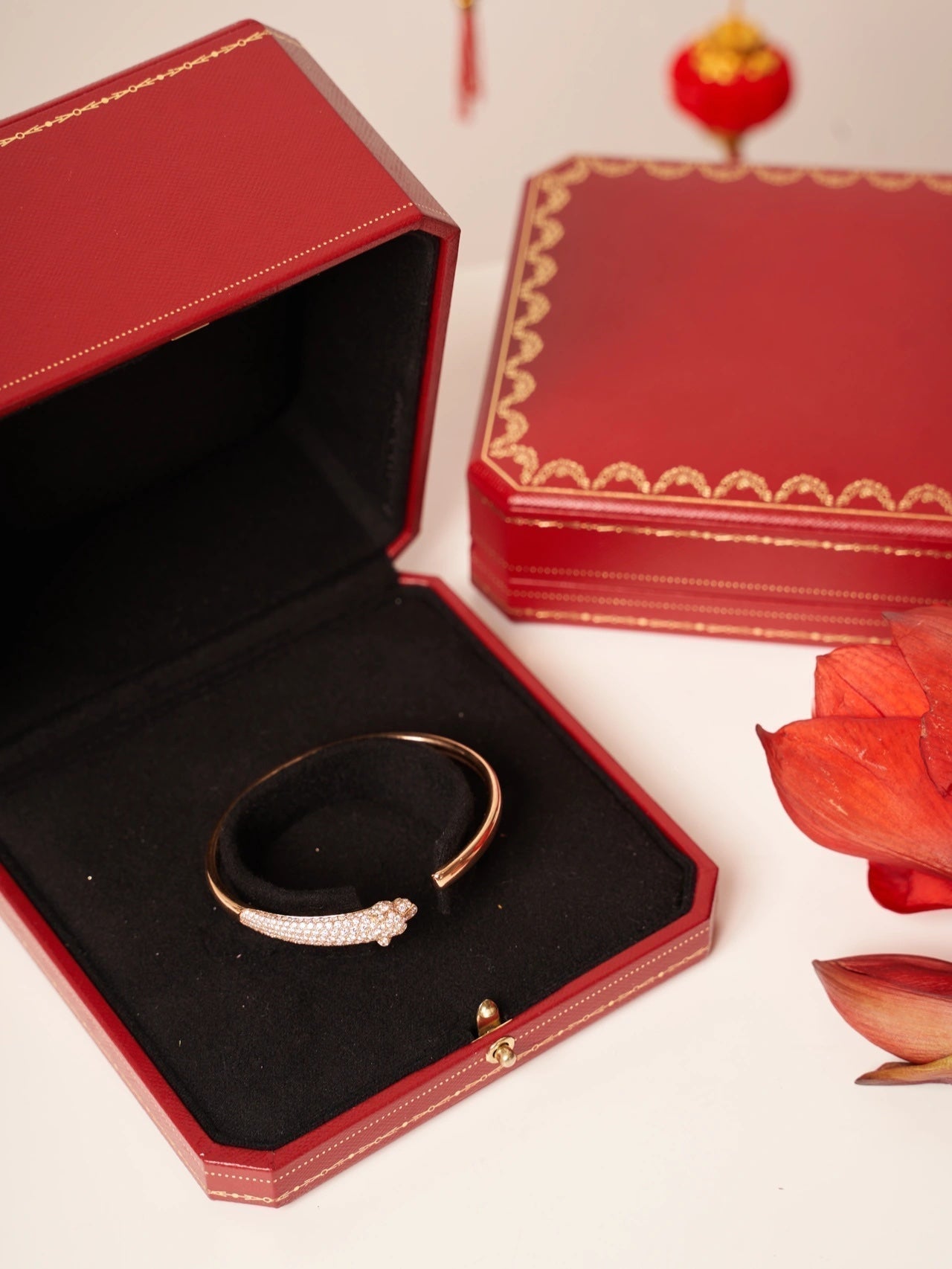 [Auream]PANTHERE ROSE GOLD DIAMOND OPEN BRACELET