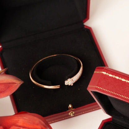 [Auream]PANTHERE ROSE GOLD DIAMOND OPEN BRACELET