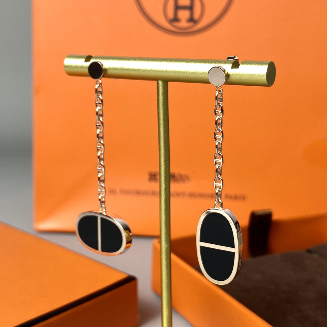 [Auream]CHAINE VERSO BLACK CERAMIC EARRINGS
