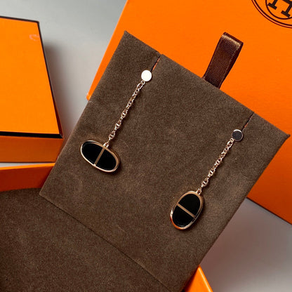 [Auream]CHAINE VERSO BLACK CERAMIC EARRINGS