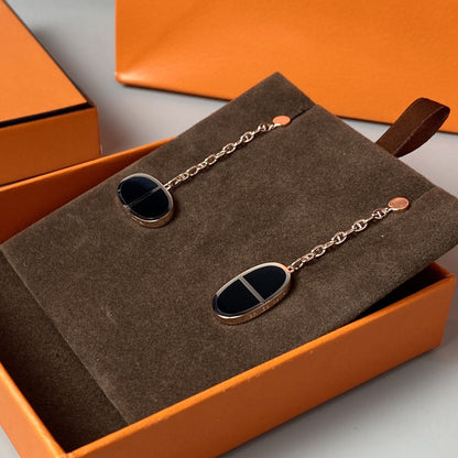 [Auream]CHAINE VERSO BLACK CERAMIC EARRINGS