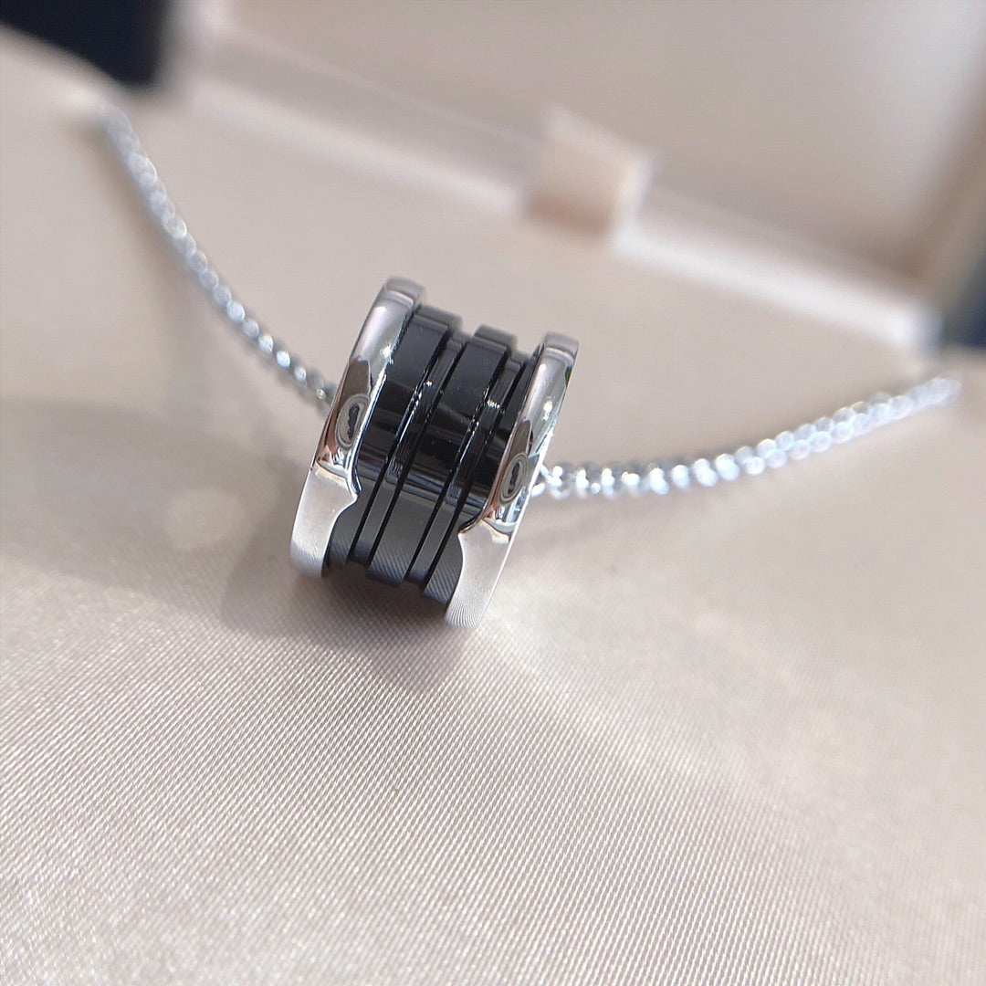 [Auream]ZERO 1 BLACK CERAMIC SILVER NECKLACE