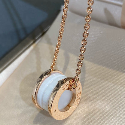 [Auream]ZERO 1 WHITE CERAMIC PINK GOLD NECKLACE
