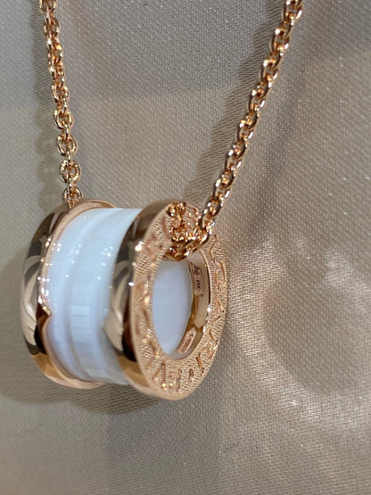 [Auream]ZERO 1 WHITE CERAMIC PINK GOLD NECKLACE