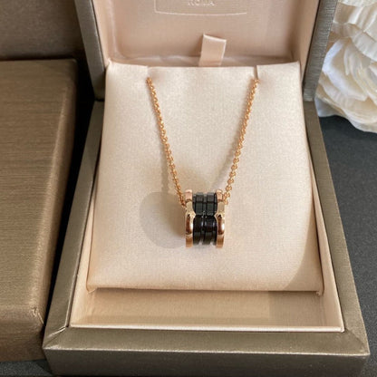 [Auream]ZERO 1 BLACK CERAMIC PINK GOLD NECKLACE