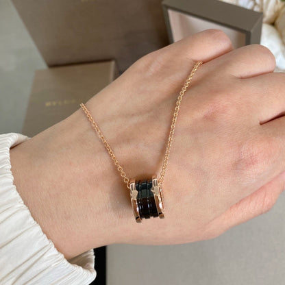 [Auream]ZERO 1 BLACK CERAMIC PINK GOLD NECKLACE