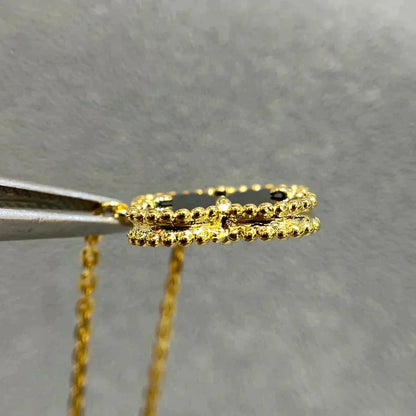 [Auream]CLOVER 15MM BLACK ONYX SINGLE FLOWER NECKLACE