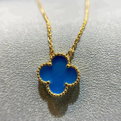 [Auream]CLOVER 15MM BLUE AGATE NECKLACE