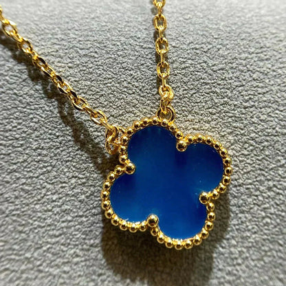 [Auream]CLOVER 15MM BLUE AGATE NECKLACE