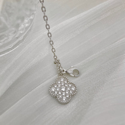 [Auream]CLOVER 5 MOTIFS SILVER DIAMONDS NECKLACE