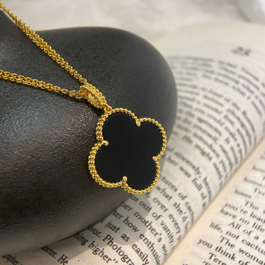 [Auream]CLOVER 25MM NECKLACE GOLD ONYX