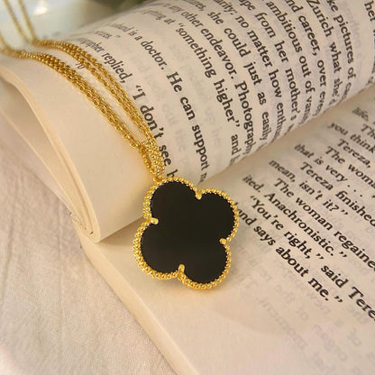 [Auream]CLOVER 25MM NECKLACE GOLD ONYX