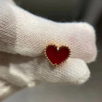 [Auream]HEART CARNELIAN STUD EARRINGS