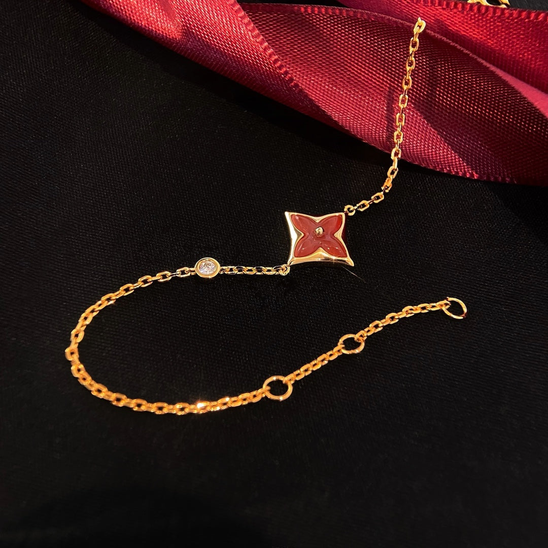 [Auream]COLOR STAR CARNELIAN PINK GOLD DIAMOND BRACELET