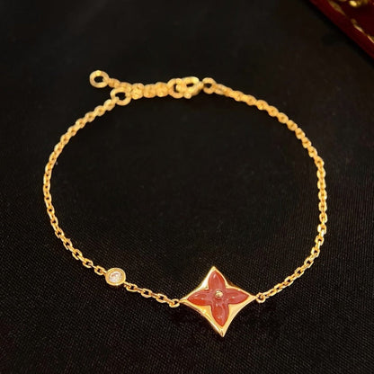 [Auream]COLOR STAR CARNELIAN PINK GOLD DIAMOND BRACELET