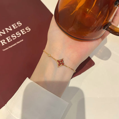 [Auream]COLOR STAR CARNELIAN PINK GOLD DIAMOND BRACELET