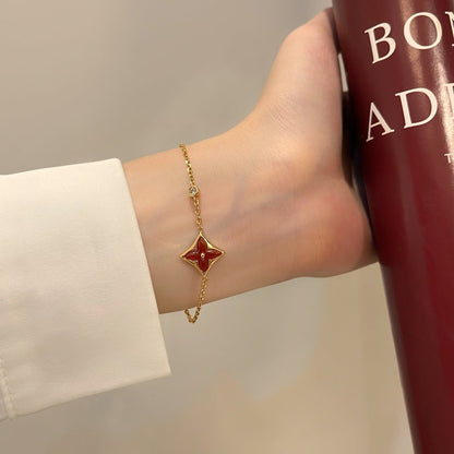 [Auream]COLOR STAR CARNELIAN PINK GOLD DIAMOND BRACELET