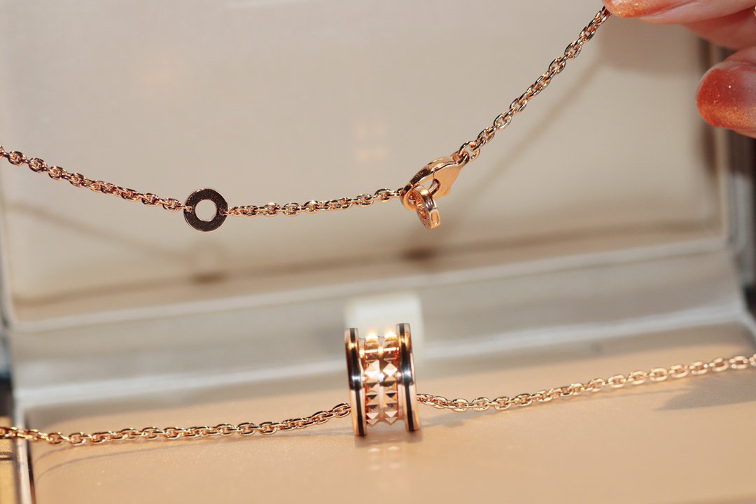 [Auream]ZERO 1 ROCK PEDANT PINK GOLD BLACK NECKLACE