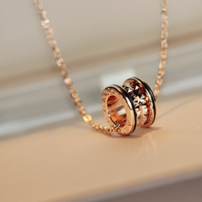 [Auream]ZERO 1 ROCK PEDANT PINK GOLD BLACK NECKLACE