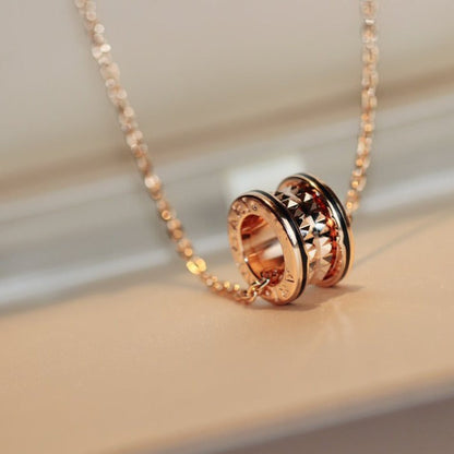 [Auream]ZERO 1 ROCK PEDANT PINK GOLD BLACK NECKLACE