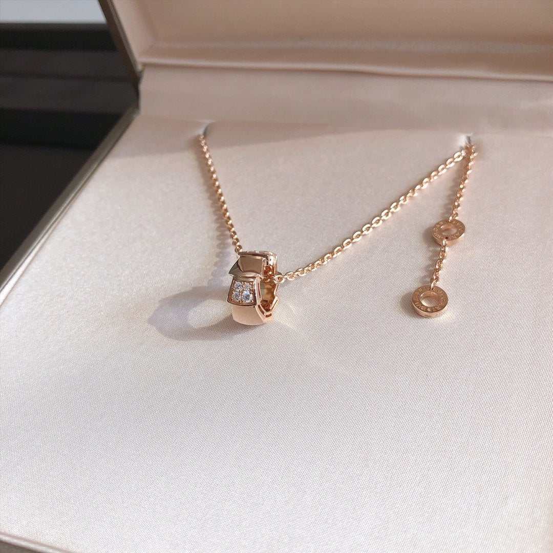 [Auream]SERPENTI PEDANT DIAMOND PINK GOLD NECKLACE