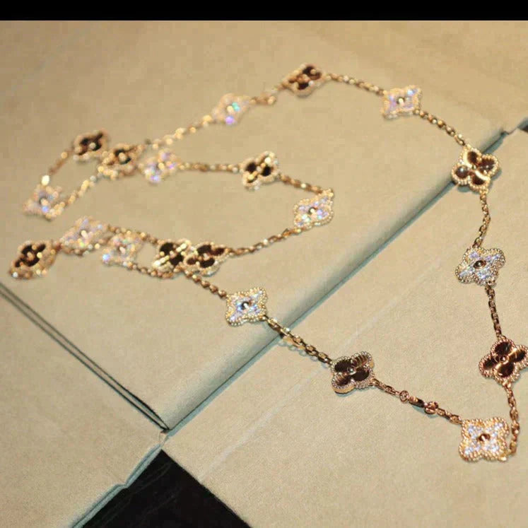 [Auream]CLOVER 20 MOTIFS LASER DIAMOND NECKLACE